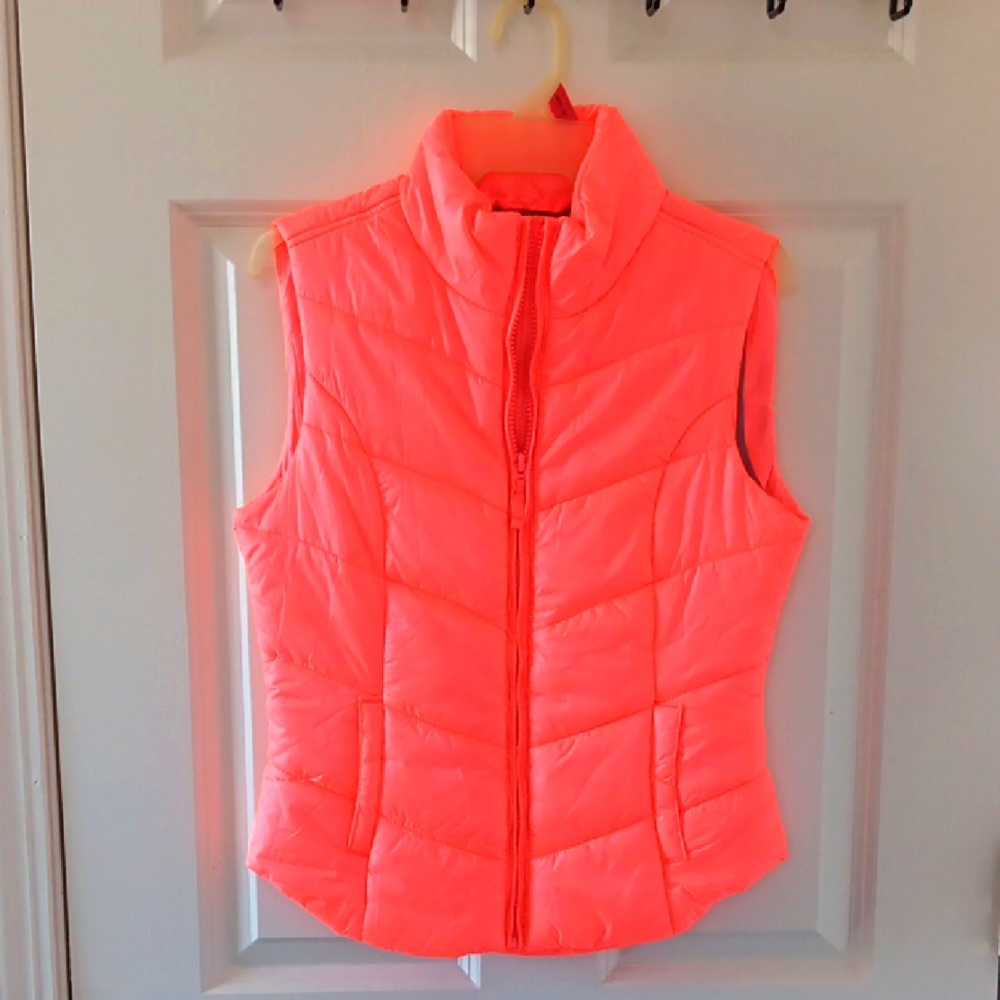 Aeropostale Neon Orange Lightweight Puffer Quilted Vest S/P